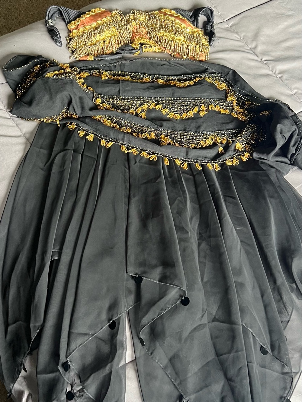 Black & Gold Embellished Belly dancer Costume